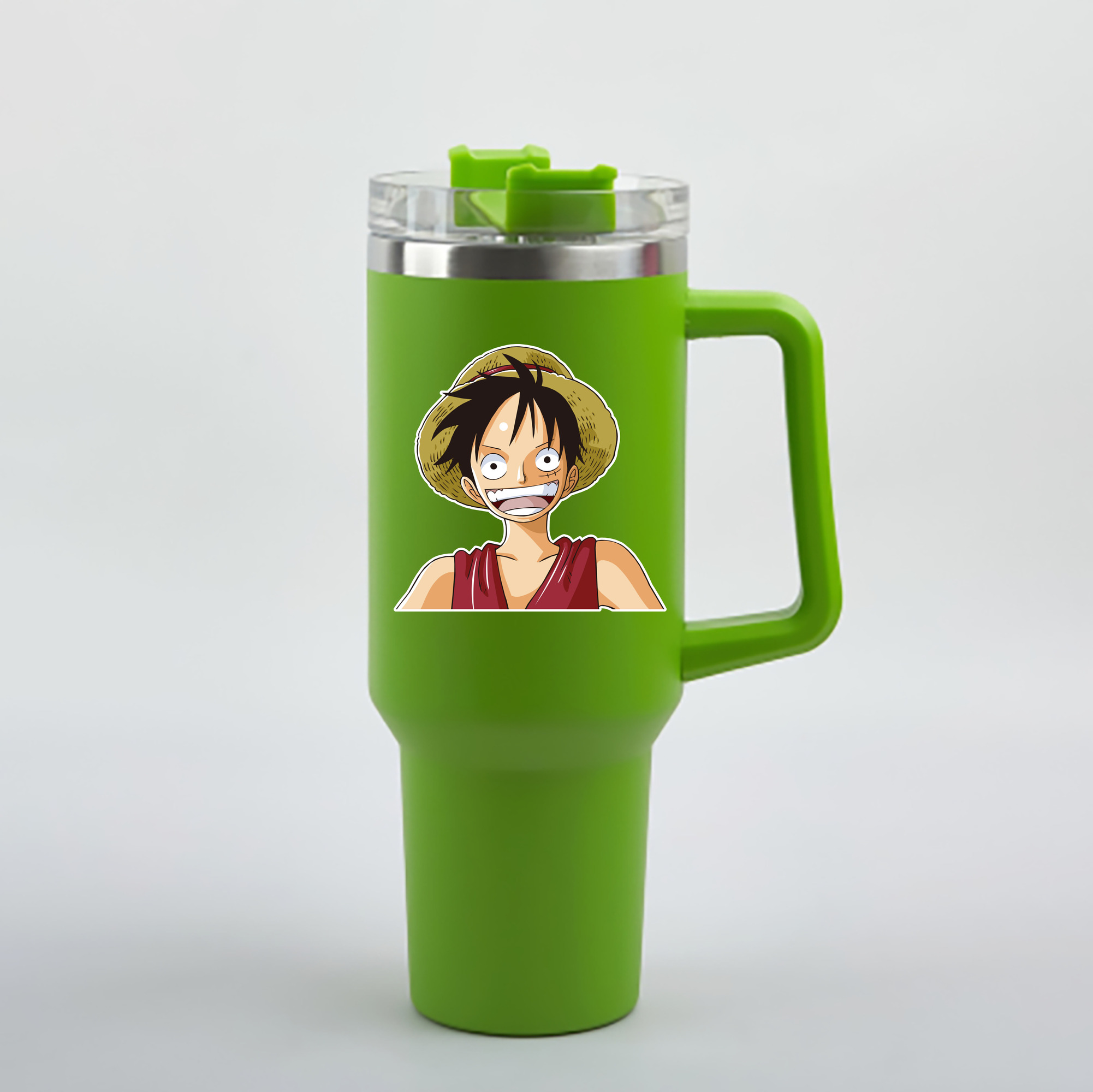 ワンピース モンキー・D・ルフィ ONE PIECE Monkey D. Luffy 1200mL車用タンブラー - クリスタルステッカー（プラスチックストロー付き）